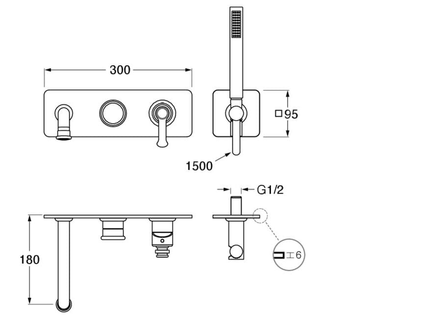 Настенный однорычажный набор для ванны с пластиной CRISTINA Rubinetterie Маяк ARCH-00071989 - Вид №2