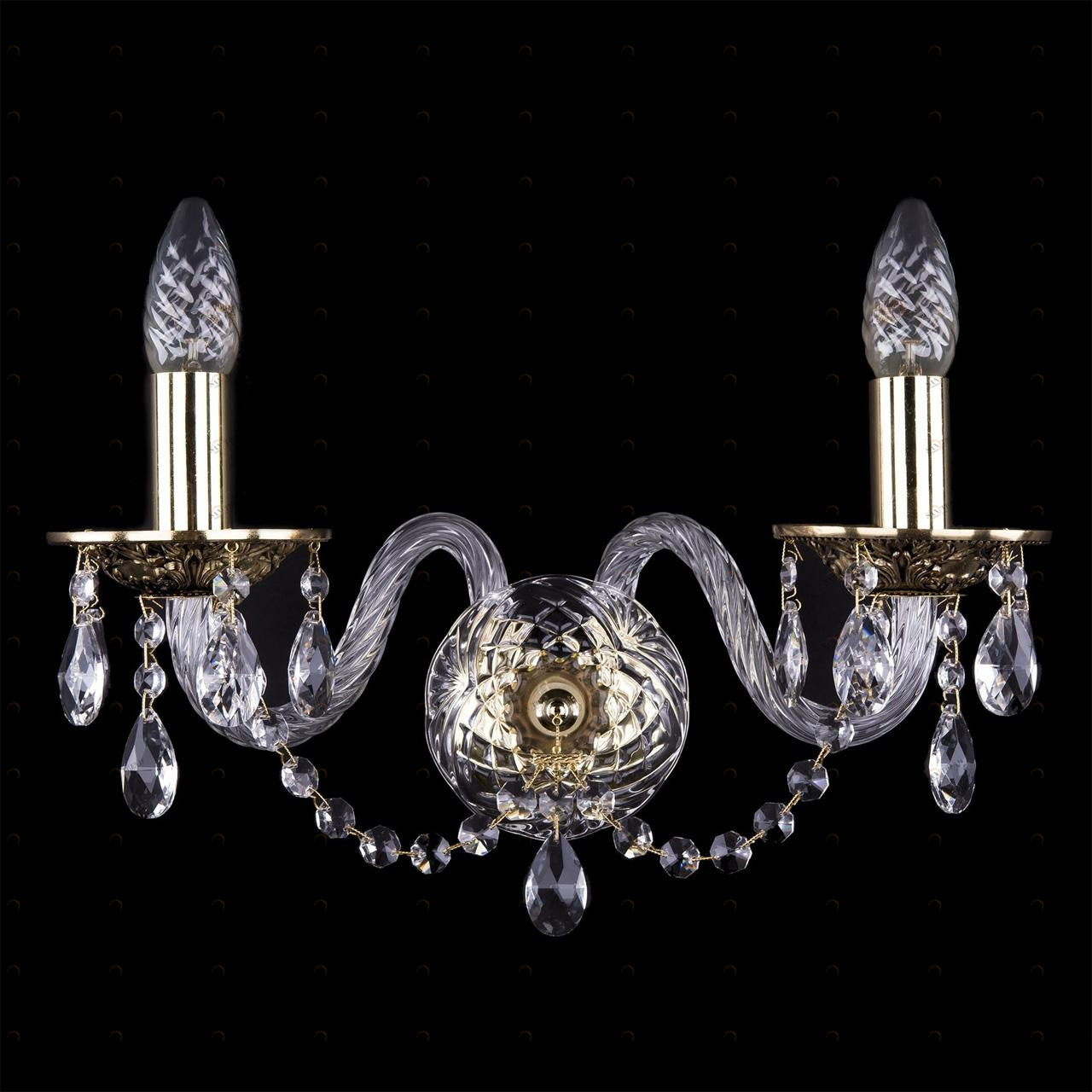 Бра Bohemia Ivele 1600/2/GB BOHEMIA IVELE СВЕЧА 077389 Золото;прозрачный 