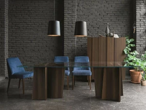 Dall'Agnese Прямоугольный стол из дерева и стекла Stripe