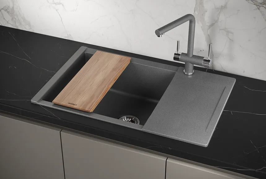ES-7807, ГРАФИТ, кухонная мойка, кварц, ESTETICA GRANULA 7807-ST261