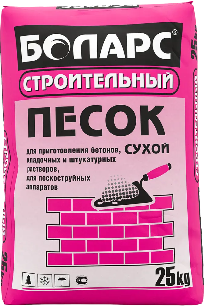 Строительный песок БОЛАРС сухой просеянный 25 кг 12762176