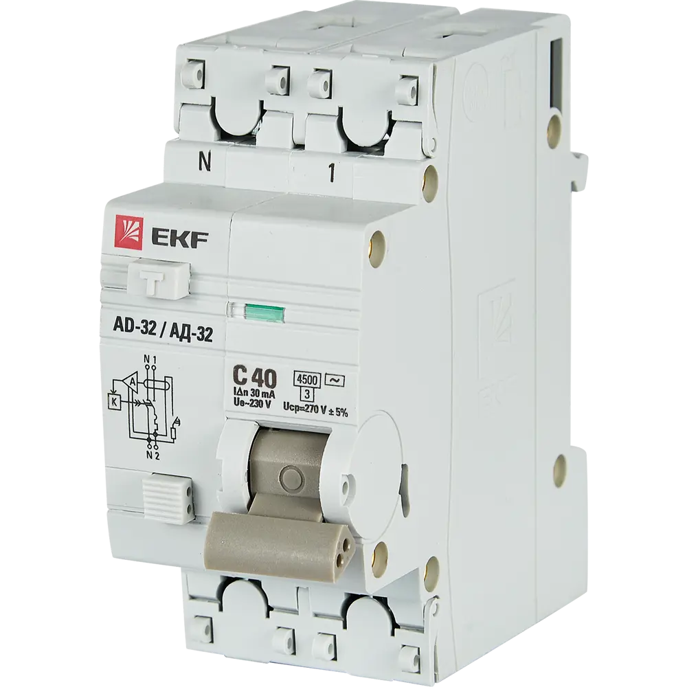 Дифференциальный автомат EKF АД-32 1P N C40 А 30 мА 4.5 кА АС 82421565 STLM-2067893 