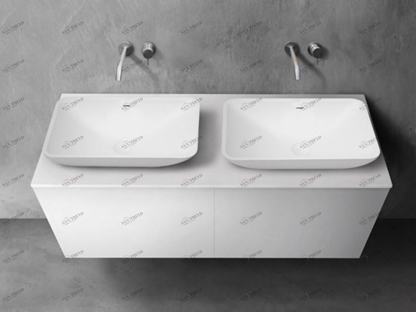 Blu Bathworks® Двойная столешница для умывальника синего цвета ∙ Stone ™ 1400 Sac1400 