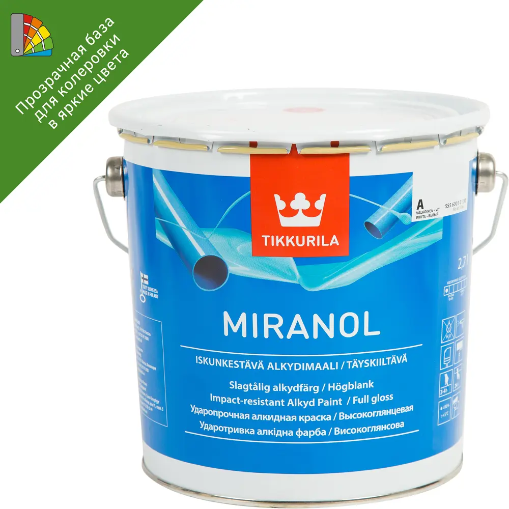 Эмаль для колеровки Тиккурила Миранол тикс прозрачная база С 2.7л Tikkurila STLM-2035887