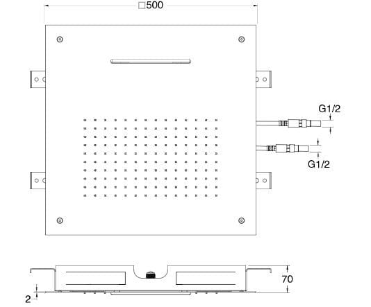 Квадратная душевая головка из нержавеющей стали с водопадом CRISTINA Rubinetterie дополнения для душа / ванны / умывальника - Inox collection ARCH-00083423 - Вид №1
