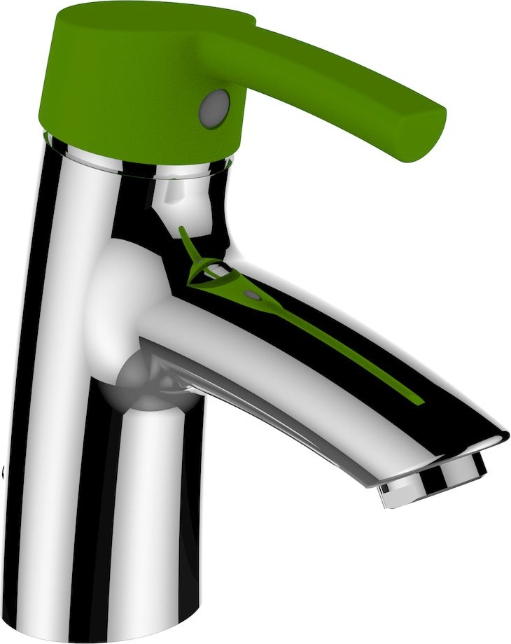 H3116510141111 curve florakids однорычажный смеситель для раковины, зеленый рычаг,, фиксированный излив 110мм, с донным клапаном LAUFEN PRO