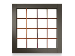 Двухсторонний книжный шкаф с кожаной обивкой