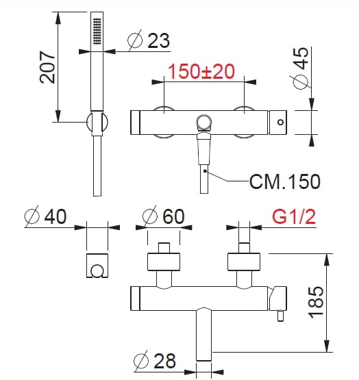 Однорычажный смеситель для ванны из нержавеющей стали BEAMTECH Level ARCH-00002842 - Вид №2