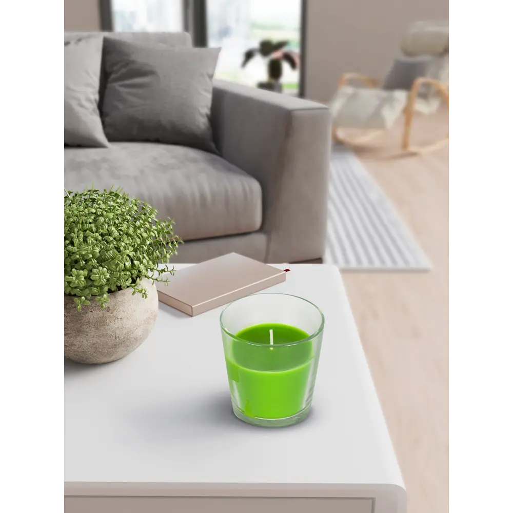 89369061 Свеча ароматизированная в стакане Зеленое яблоко зеленая 8.5 см STLM-0830616 Santreyd  - Вид №2