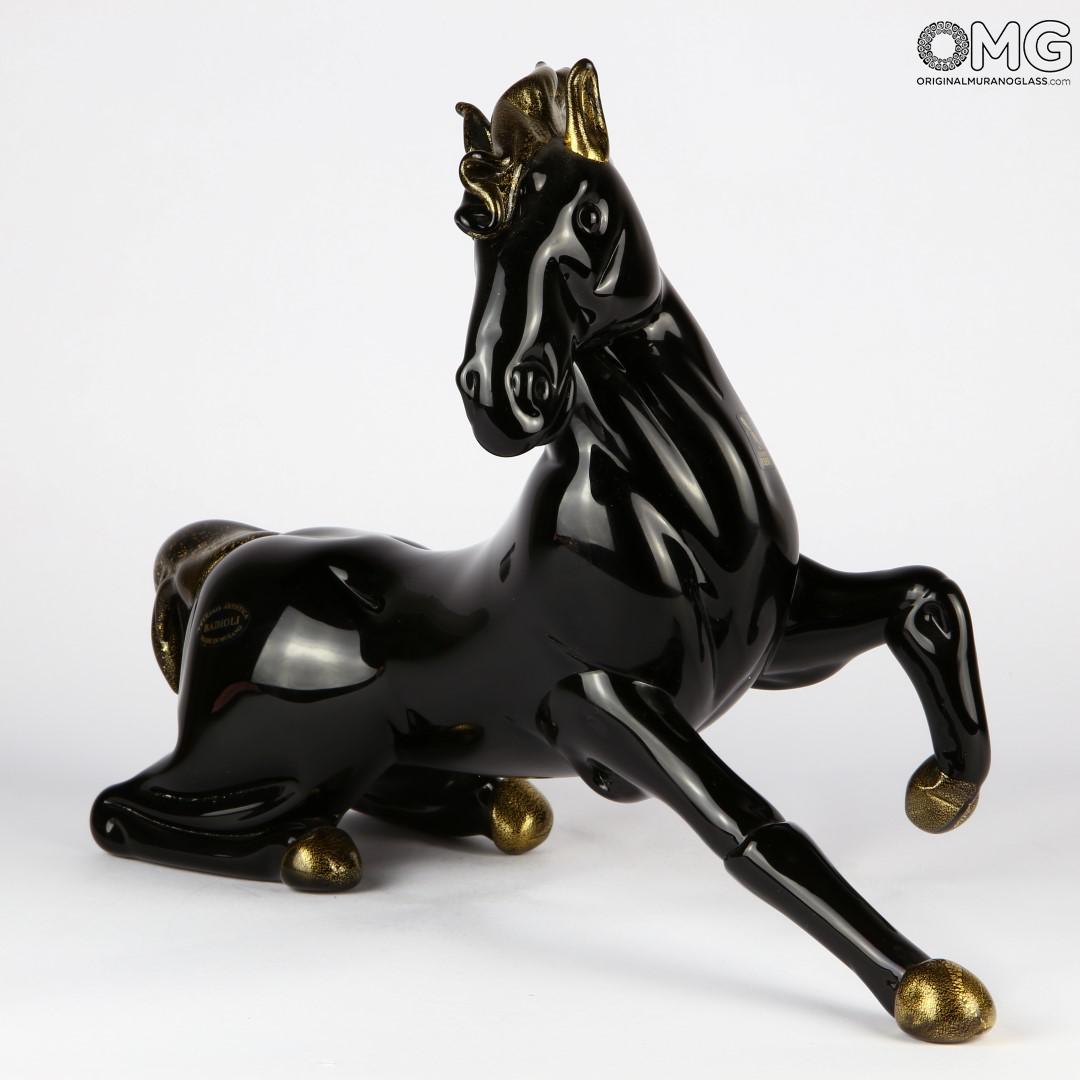 2696 ORIGINALMURANOGLASS Скульптура Вороной конь - Original Murano Glass OMG 40 см  - Вид №1