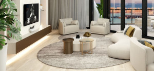 Металлический низкий круглый журнальный столик