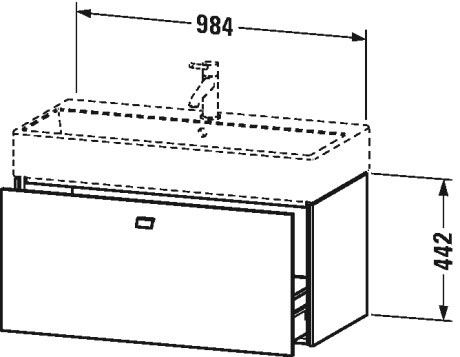 BR405600909 Тумбочка подвесная Brioso #BR4056 984 x 459 мм Светло-голубой матовый декор Duravit - Вид №1