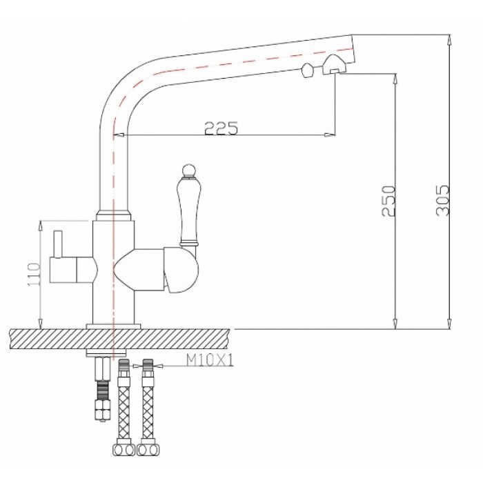 Zorg ZR 313 YF-33 Satin Смеситель для кухни Zorg 305х225 мм  - Вид №2