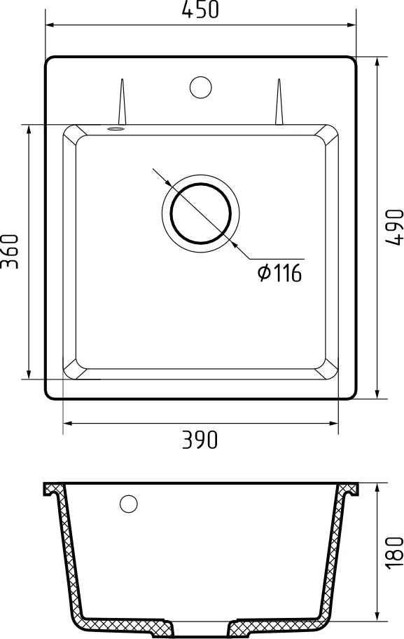 Кухонная мойка Кварц URBAN S358 GranFest 245-S358 - Вид №1