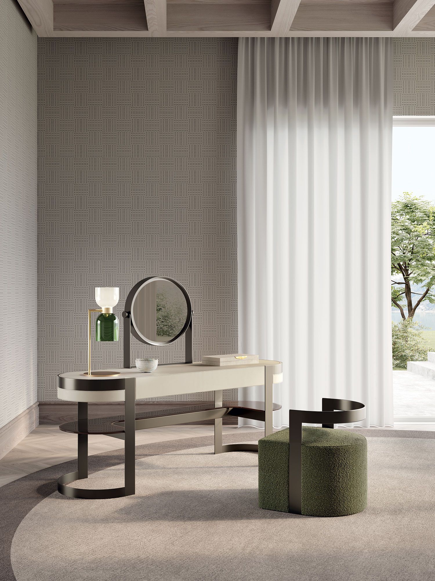 Металлический туалетный столик с кожаной столешницей Vittoria Frigerio Biffi ARCH-00030171 - Вид №3