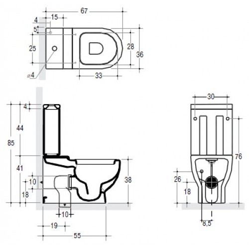 41951 Компакт унитаз с бачком Белый  ONE Италия Santreyd - Вид №1