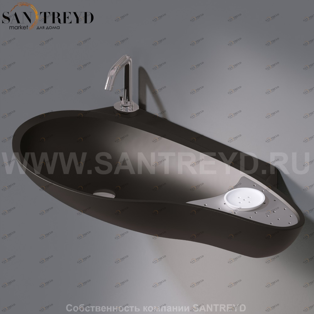 L235T0R1V4..105 Подвесная раковина настенная овальная A. e T. Italia SPOT черная AeT ITALIA ACCENT L235T0R1V4.105