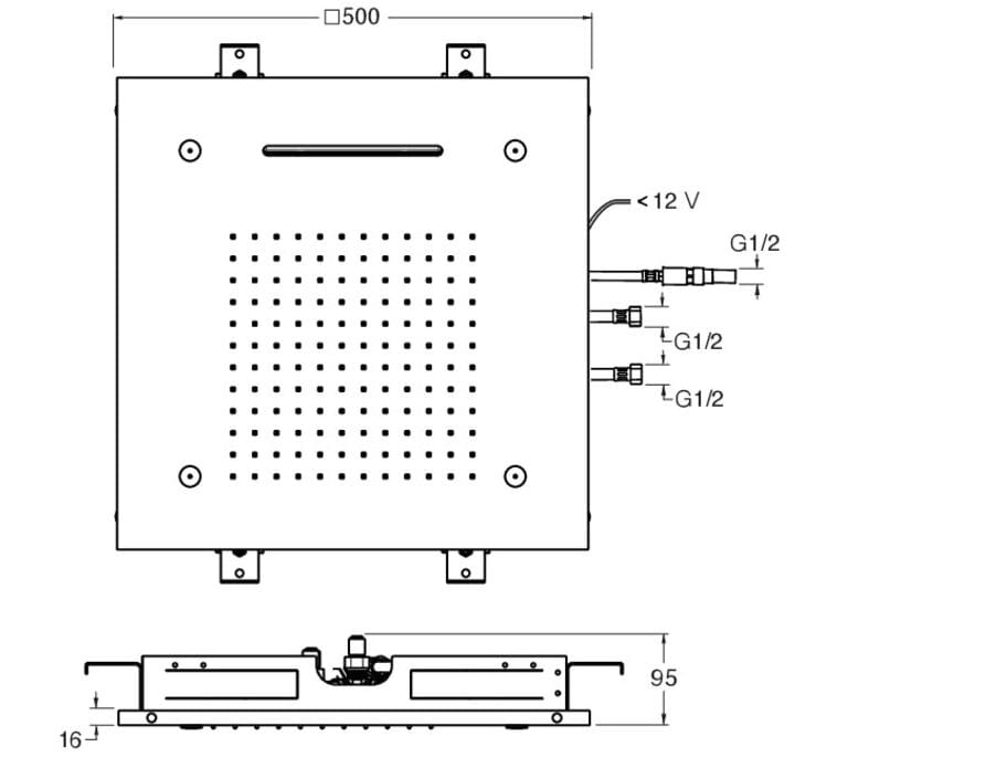 Потолочная квадратная душевая головка с освещением CRISTINA Rubinetterie душевые головки и рычаги-Shower &amp ARCH-00093347 - Вид №2