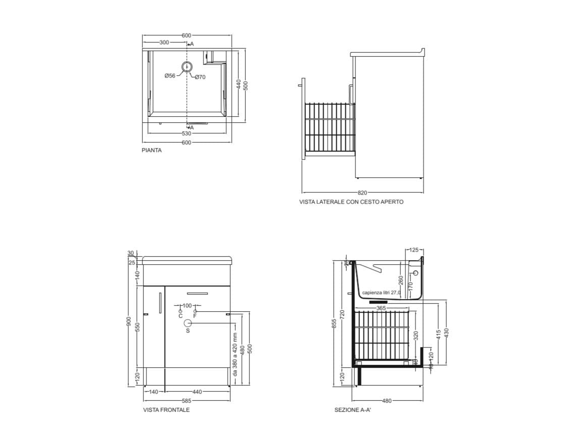 Шкаф для белья из ДСП с бельевой стойкой COLAVENE Jolly Wash ARCH-00149787 - Вид №18