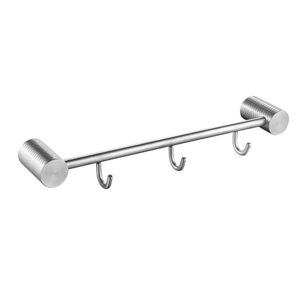 GFmark - Вешалка с тремя крючками, прямая, из нержавеющей стали с резным креплением, код: 81204 