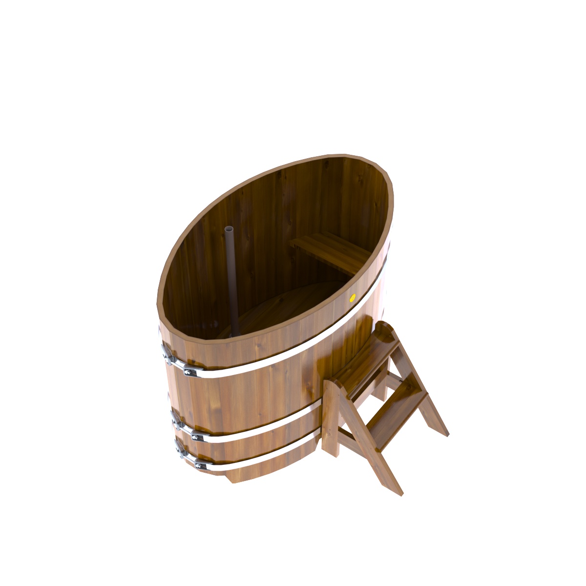 2178 Купель овальная из лиственницы Рустик 0,80х1,42х1,0 морёная Alyarus  - Вид №1