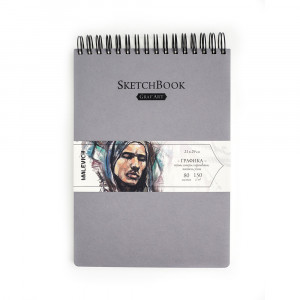 401211 Блокнот для графики GrafArt 150 г/м2 А4 21 х 29 см твердый переплет 80 л. Серый Малевичъ