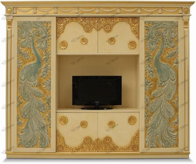 Arnaboldi Interiors Самонесущая стена из лакированного дерева с подставкой под телевизор sun-id-1491202