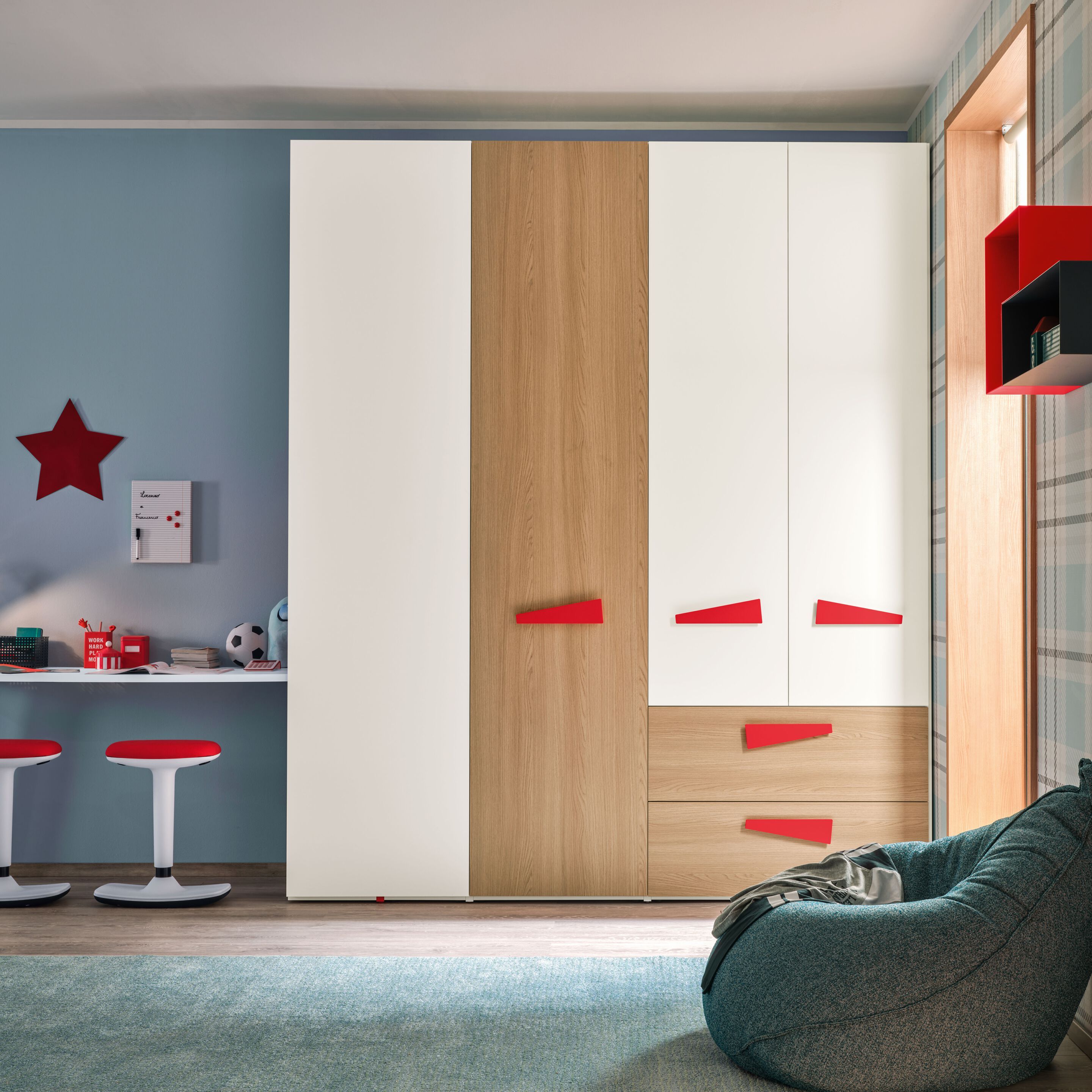 Спальня с двумя кроватями и распашным шкафом Moretti Compact KC324 ARCH-00010375 - Вид №4