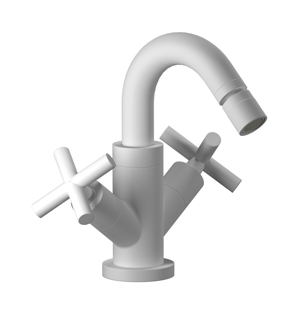 Смеситель для биде с 2 ручками в комплекте с донным клапаном. WE ARE IB wo306np Matt White WOW