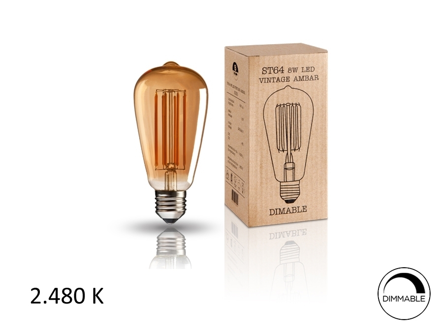 064086 Лампочка Vintage ST64 8W E27 Schuller 