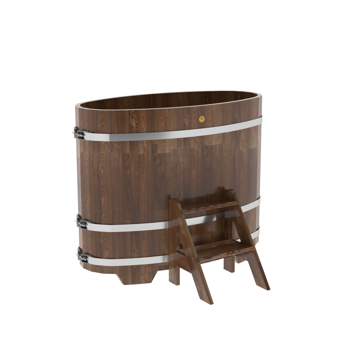 1374 Купель овальная из сращенных ламелей лиственницы 0,69х1,31х1,1 морёная Alyarus 