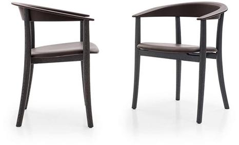 B&B Italia Стул из дерева и кожи с подлокотниками sun-id-1400558 - Вид №3