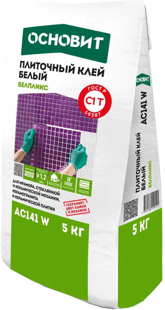 Основит Белпликс AC141W - универсальный плиточный клей для внутренних и наружных работ 86922441