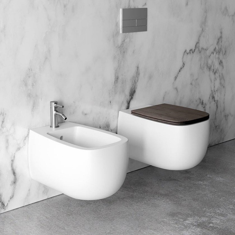 33120101.09 Подвесной унитаз 550х335х450 мм Alice Ceramica Nur безободковый выпуск в стену Белый матовый - Вид №5