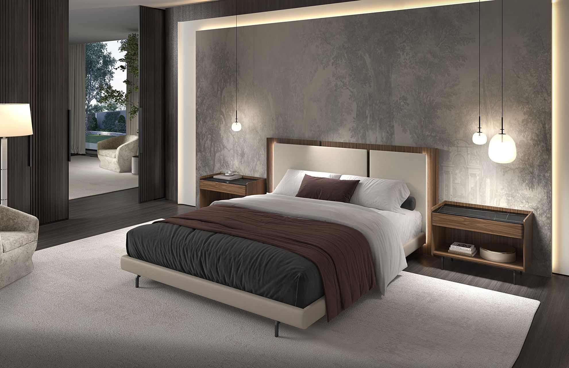 Деревянная двуспальная кровать со встроенным освещением Hurtado Evolution ARCH-00075283 - Вид №2