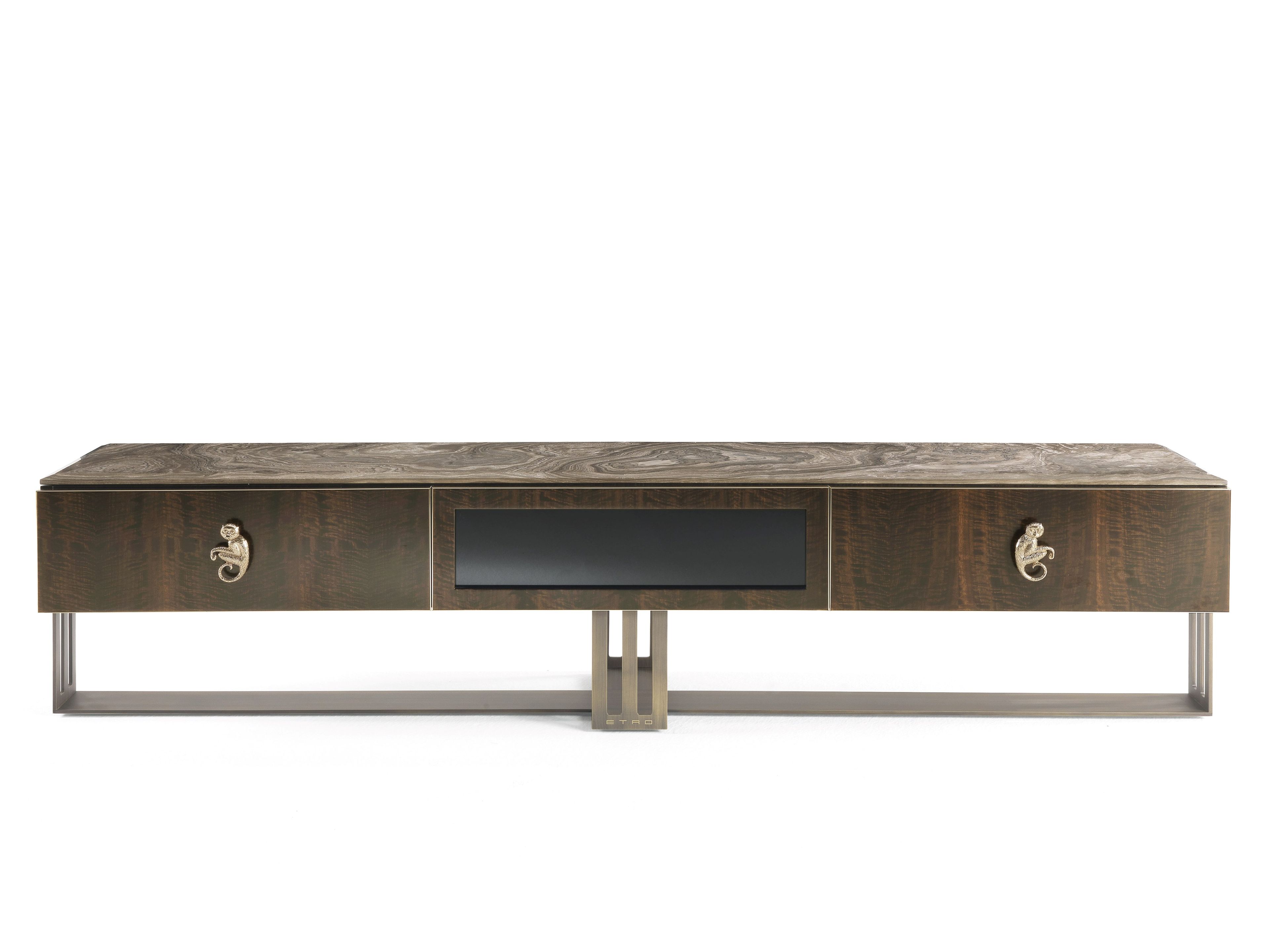 Эвкалиптовый низкий ТВ-шкаф с ящиками ETRO Home Interiors Klee ARCH-00065391