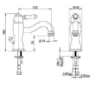 8521200000 Смеситель Bandini Antico Santreyd - Вид №1