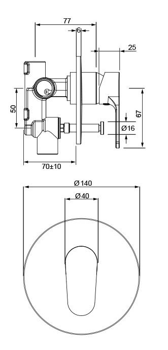 03-9807MBK Смеситель для душа Glide с дивертором Methven Черный - Вид №1