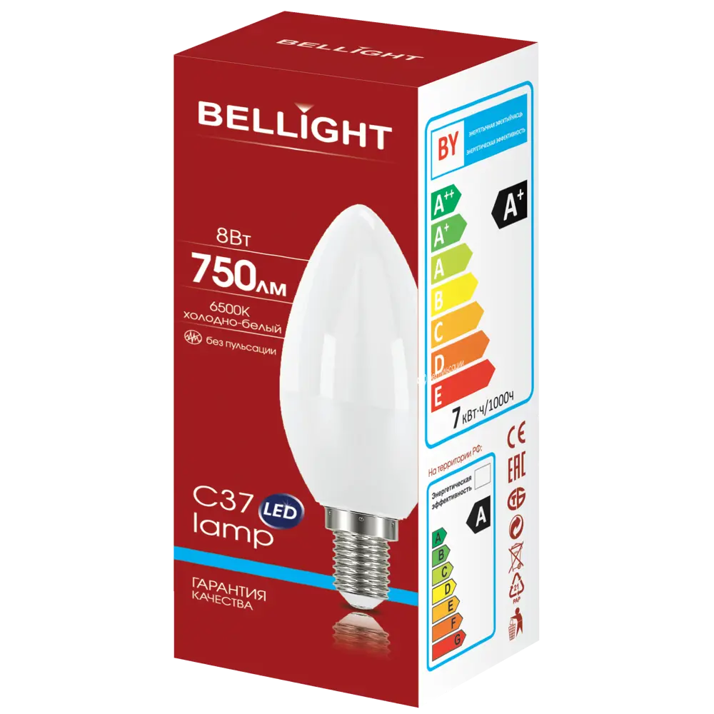 BELLIGHT Светодиодная лампа Е14 свеча 8W холодный белый свет 85637141 STLM-0930154 - Вид №3