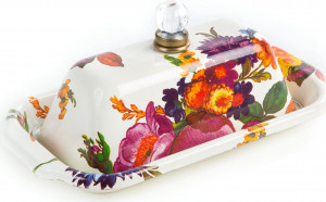 10654519 Mackenzie-Childs Масленка прямоугольная (белая) Flower Market Сталь