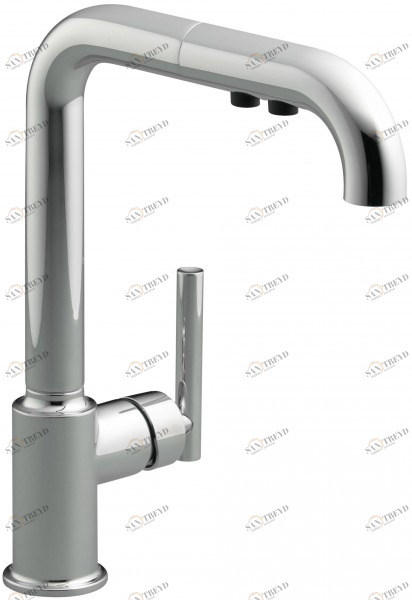 7505D-CP Однорычажный смеситель для кухни с выдвижным изливом Jacobdelafon PURIST Santreyd
