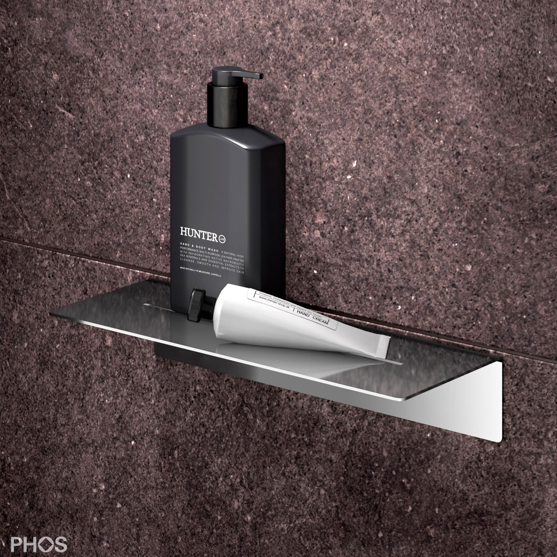 DA300K-PL Полка для душа клееная, длина 30 x глубина 12 см, полированная PHOS  - Вид №2