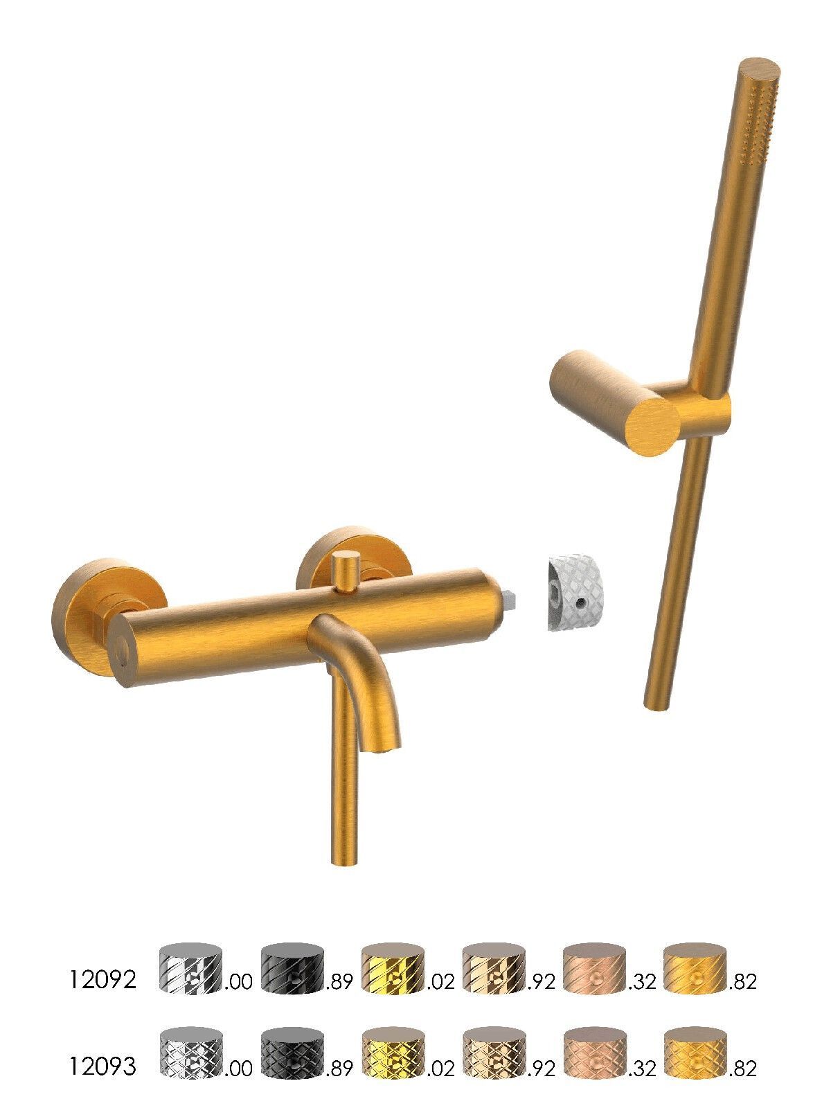 Настенный смеситель для ванны с ручным душем Rubinetterie Frattini Pepe XLS ARCH-00005940 - Вид №3