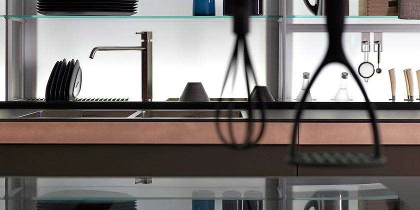 VALCUCINE Кухня из непрозрачного стекла Mocaccino с медным ящиком Genius loci sun-id-1380834 - Вид №6