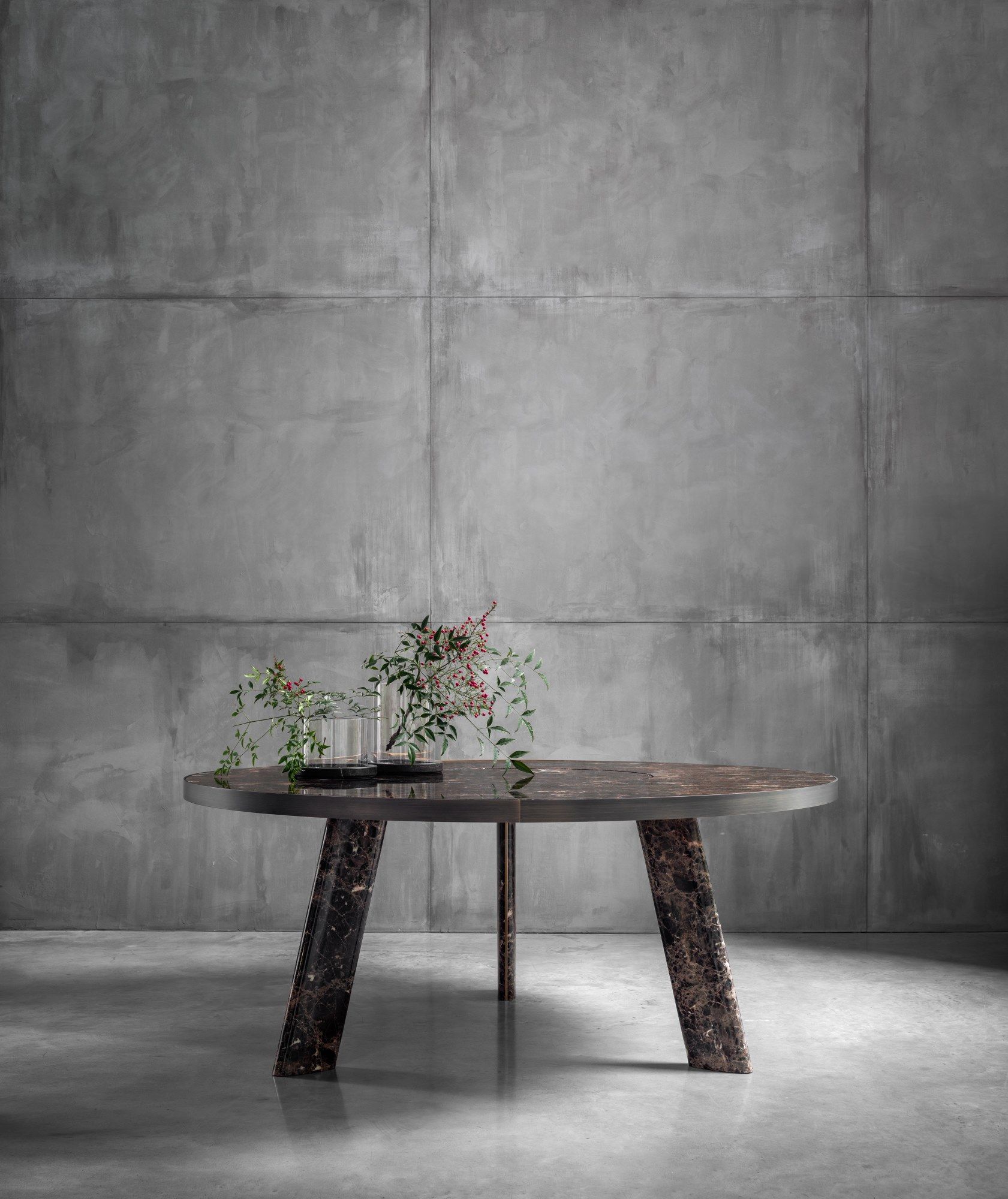 Круглый мраморный стол Dark Emperador с Lazy Susan GHIDINI1961 Native ARCH-00073380 - Вид №1