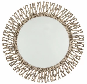 Зеркало большое круглое бежевое в раме с ветками Adel PUSHA ДИЗАЙНЕРСКИЕ 062579 Золото