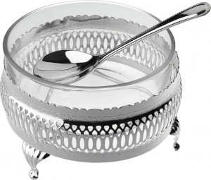 10611713 Queen Anne Сахарница с ложкой Queen Anne 11см, сталь, посеребрение Сталь нержавеющая с посеребрением, стекло