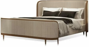 Mobi Двуспальная кровать из кожи с обитым изголовьем Manhattan