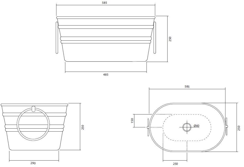Tnz02o Подвесная раковина настенная овальная Horganica Tinozza белая - Вид №13