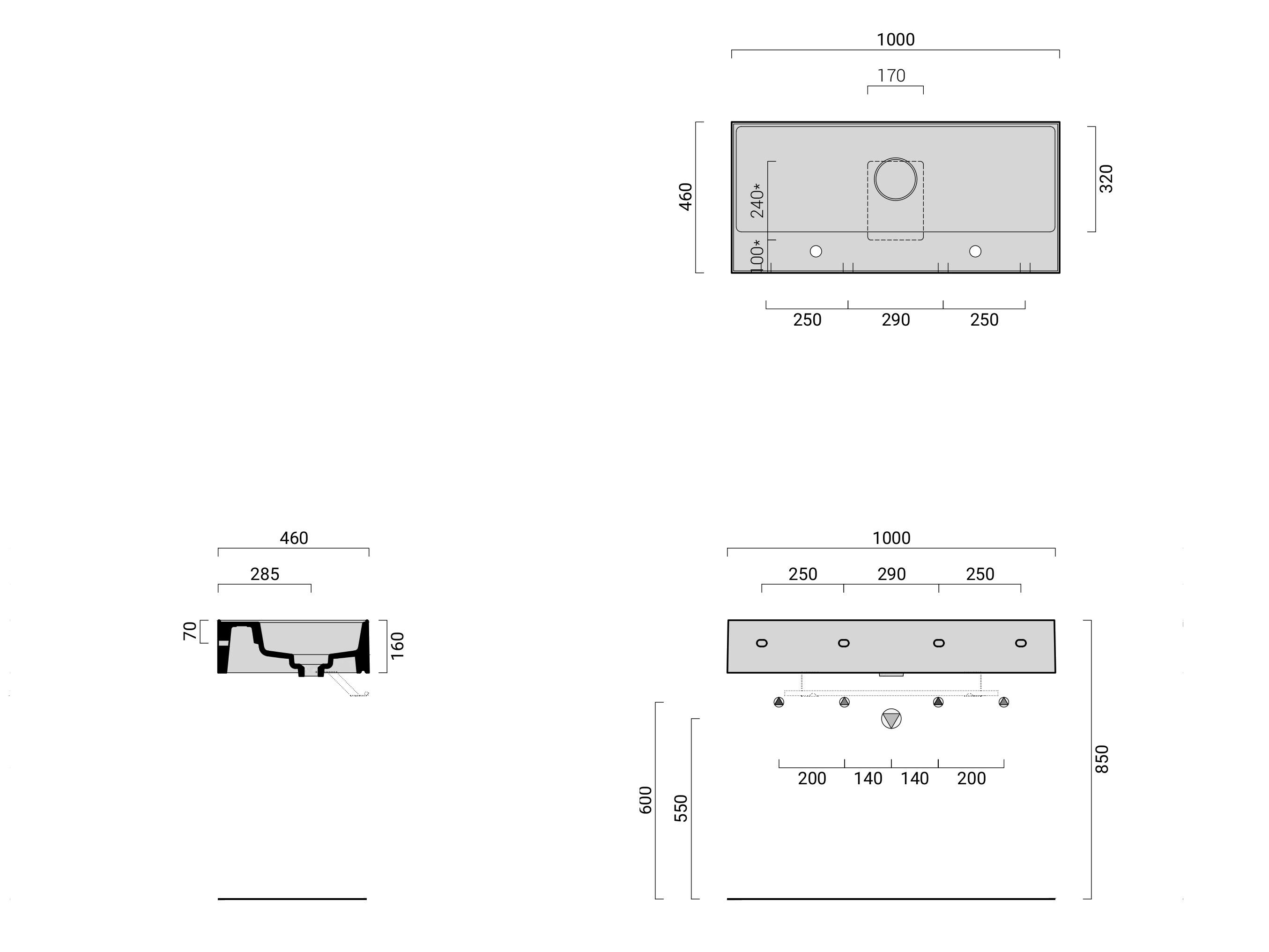 Керамическая прямоугольная двойная раковина Domus Falerii Lavatrucco ARCH-00095842 - Вид №3
